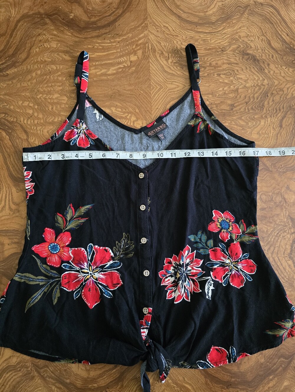 Shyanne Women's Floral Print Tie-Front Tank Top Size M Western Boho - Picture 6 of 6